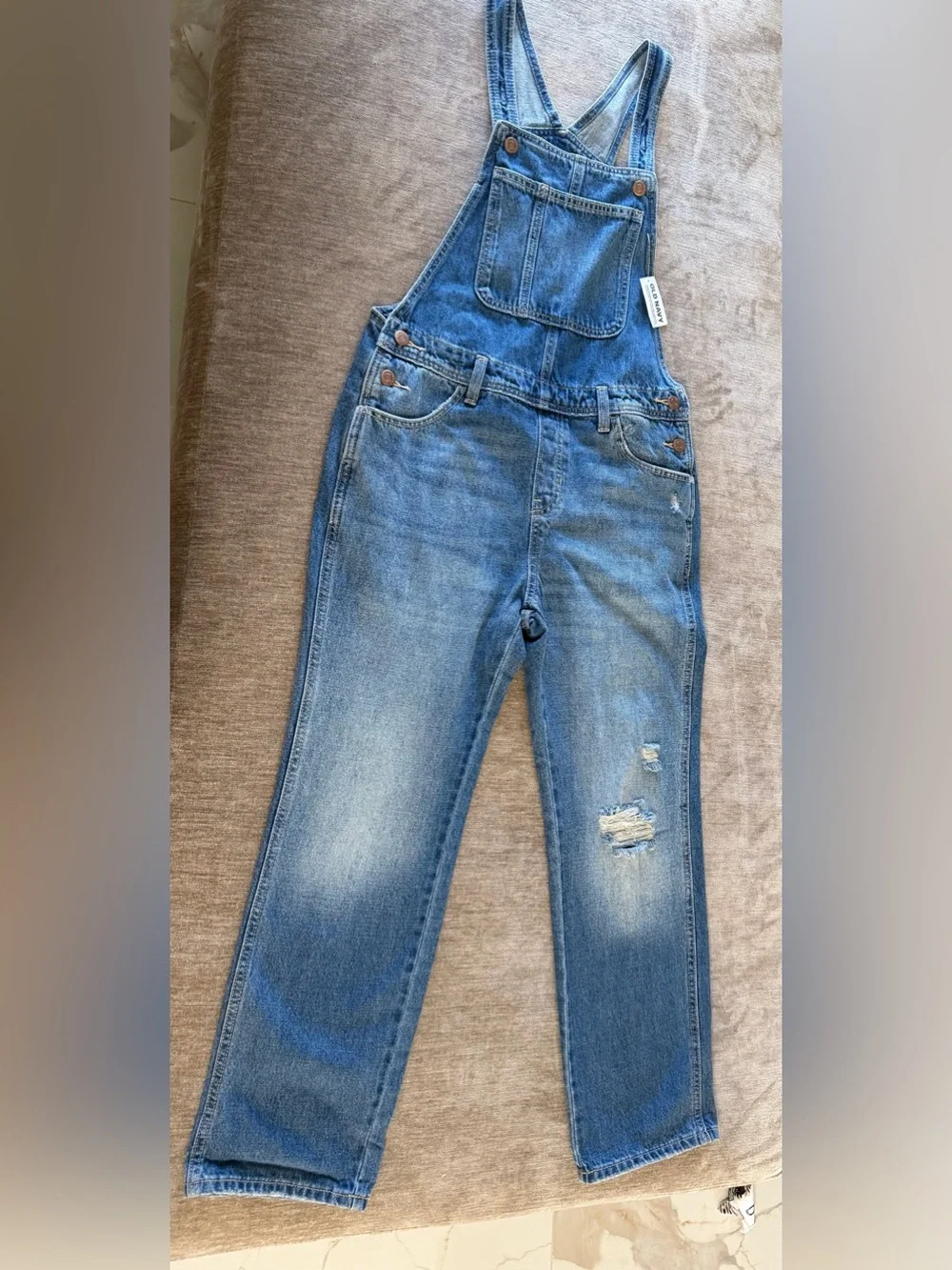 Old Navy Girls Distressed Denim Overalls XL 14-16 – NWT